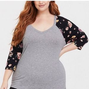 Torrid Gray Floral Tee 3X